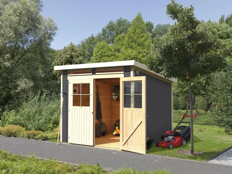 Karibu Gartenhaus Glücksburg 4 terragrau 19 mm