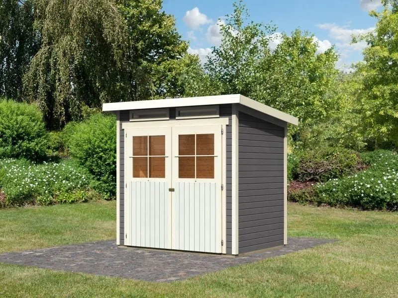 Karibu Gartenhaus Glücksburg 2 terragrau 19 mm
