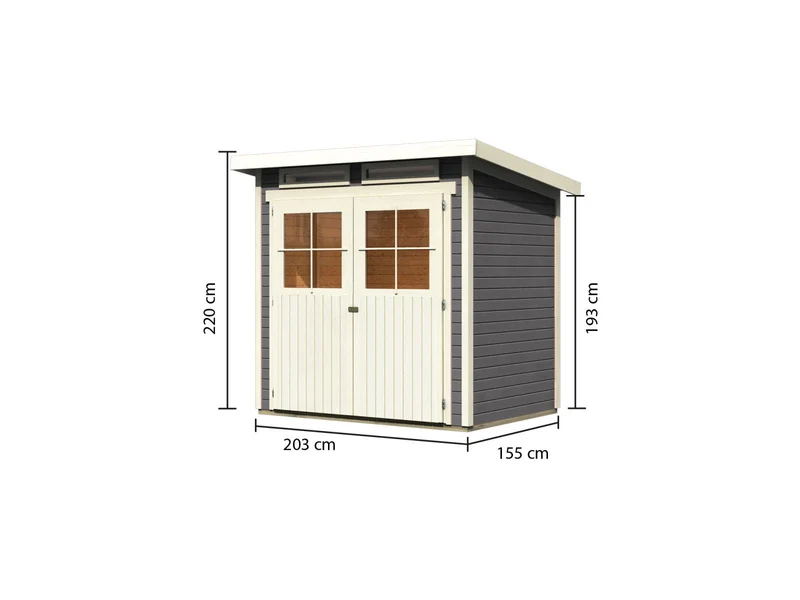 Karibu Gartenhaus Glücksburg 2 terragrau 19 mm