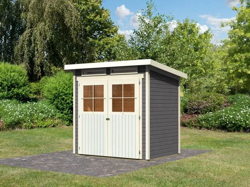 Karibu Gartenhaus Glücksburg 2 terragrau 19 mm