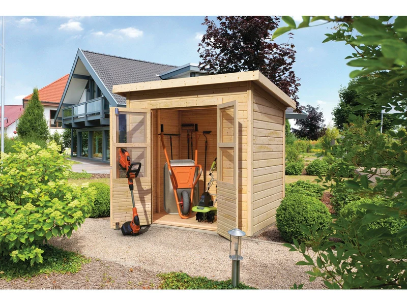 Karibu Gerätehaus Merseburg 3 natur 14 mm