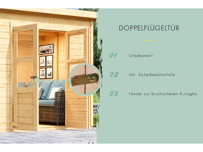 Karibu Gerätehaus Merseburg 3 natur 14 mm