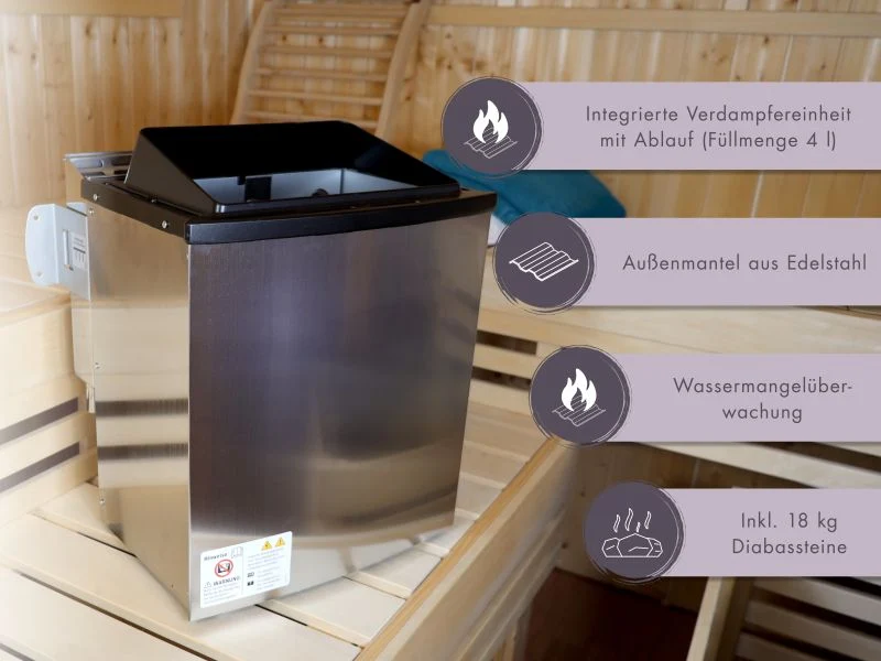 Karibu Bio-Kombiofen 9,0 kW externe Steuerung Easy und Steine
