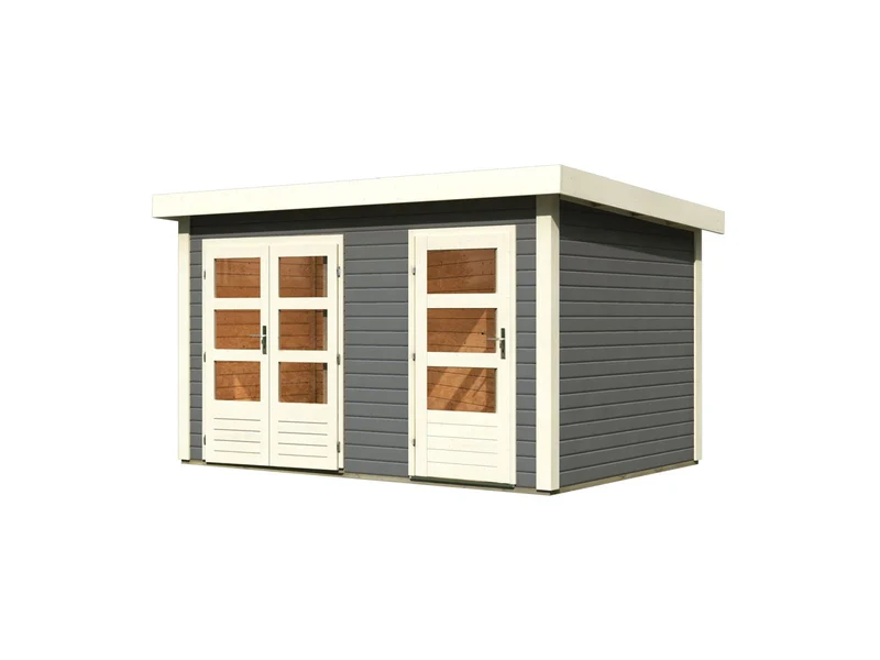 Karibu Gartenhaus Schönbuch 1, 38 mm 2-Raum-Haus - terragrau