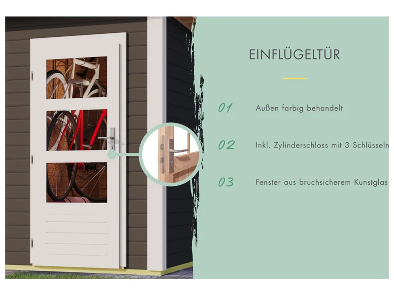 Karibu Gartenhaus Schönbuch 1, 38 mm 2-Raum-Haus - terragrau