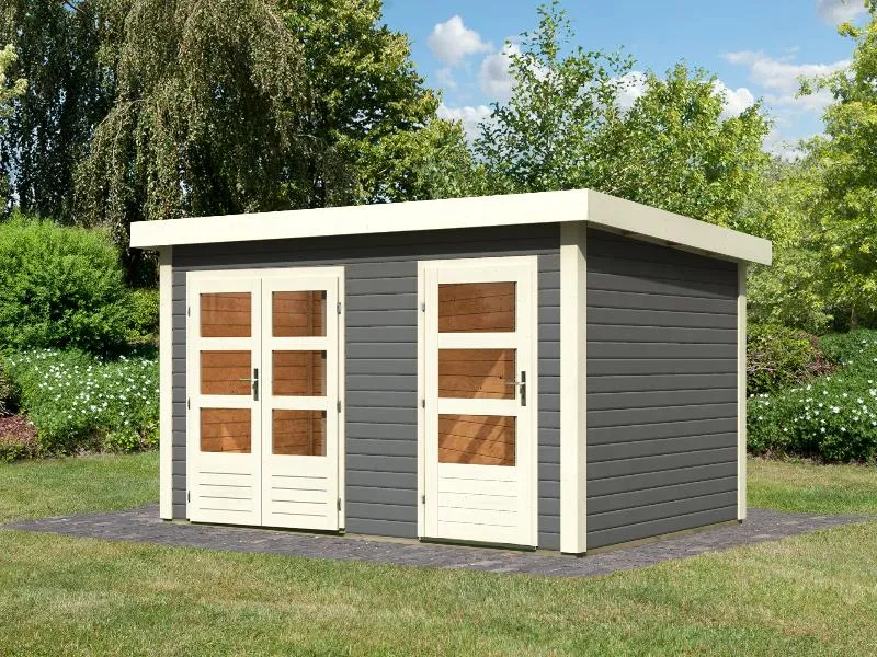 Karibu Gartenhaus Schönbuch 1, 38 mm 2-Raum-Haus - terragrau