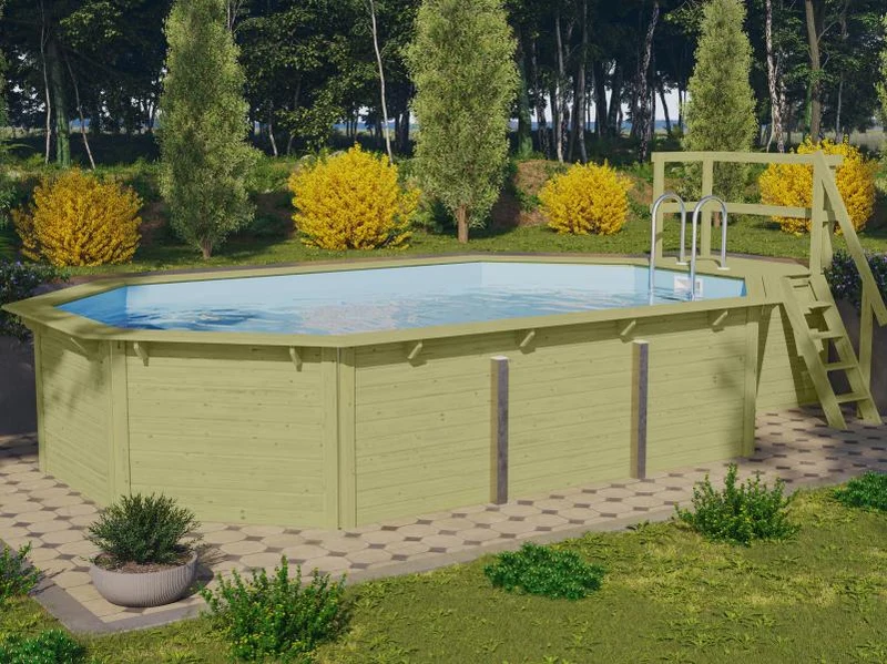 Karibu Pool Modell 4 X im Set mit Terrase kdi - Folie Blau