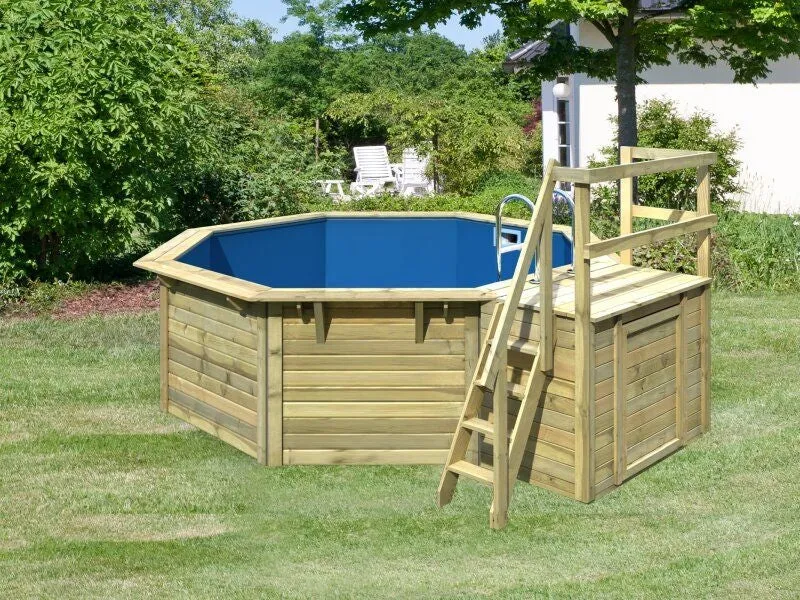 Karibu Pool Modell 1 X im Set mit Terrasse kdi - Folie Blau