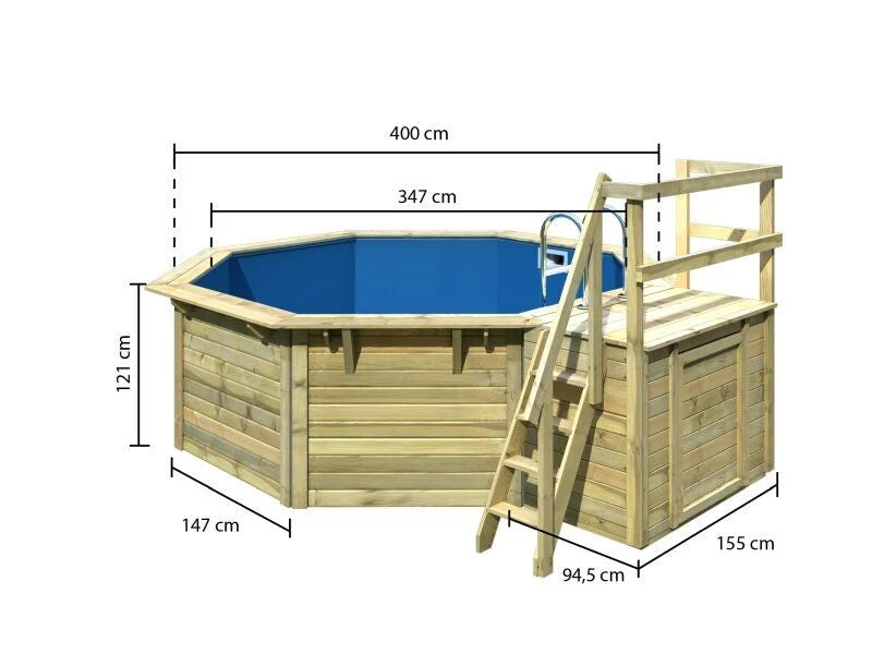 Karibu Pool Modell 1 X im Set mit Terrasse kdi - Folie Blau