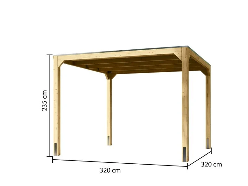 Karibu Pavillon Cubus natur, inkl. Dacheindeckung