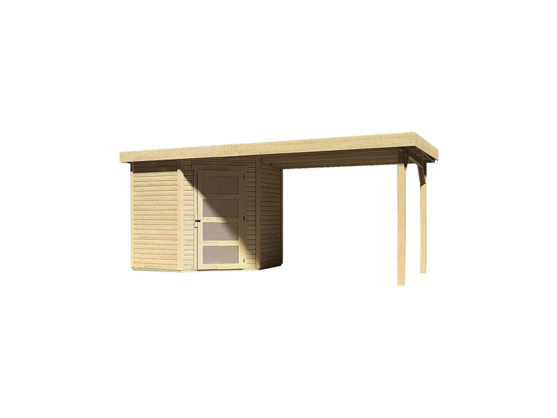 Karibu Gartenhaus Schwandorf 3 natur mit Anbaudach 2,75 Meter