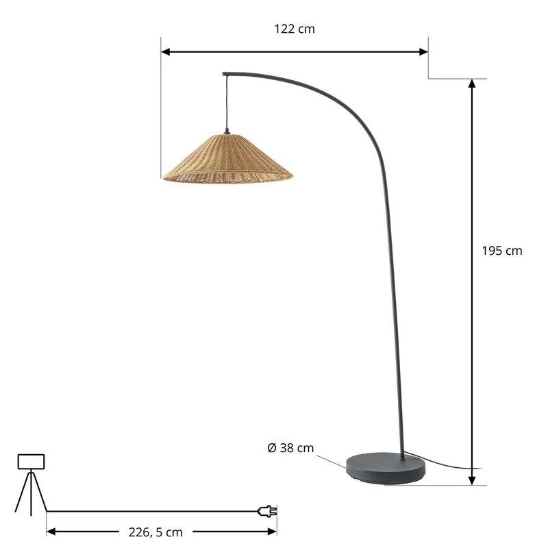 B-Ware Lucande Außenleuchte Stehlampe Lampe Taniola Rattan Holz Schwarz IP44 Outdoor935