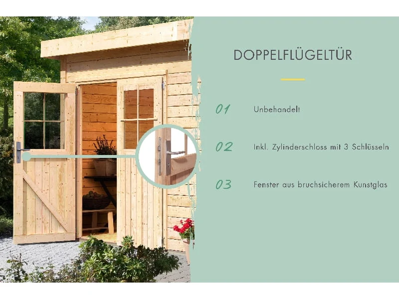 Gartenhaus 38 mm Felsenau 3 naturbelassen