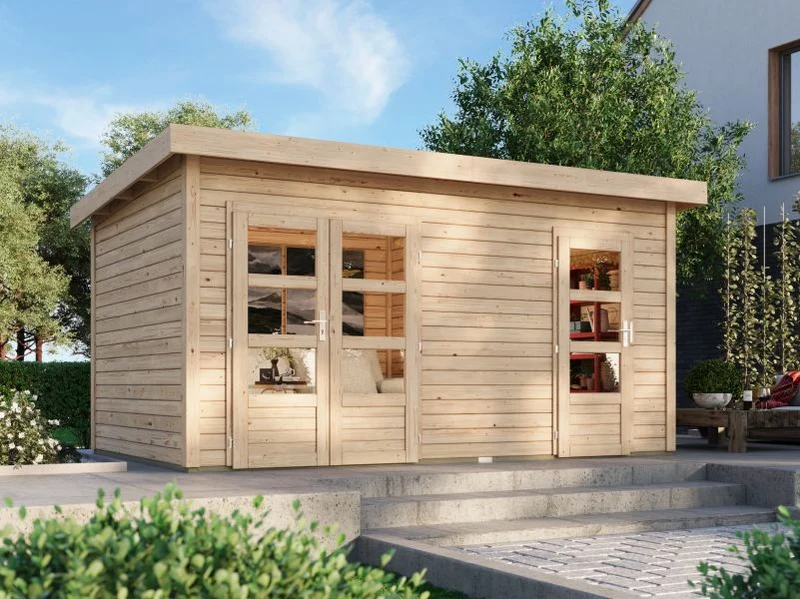 Karibu Gartenhaus Mattrup 2 raum Haus natur 28 mm