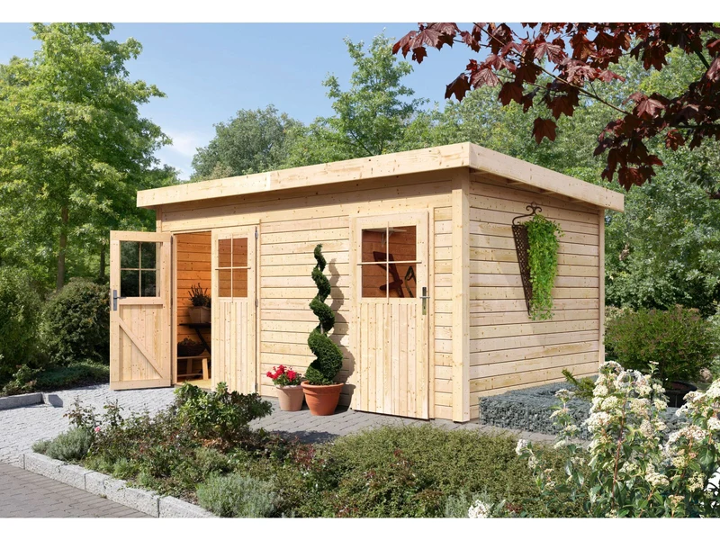 Karibu Gartenhaus Mattrup 2 raum Haus natur 28 mm