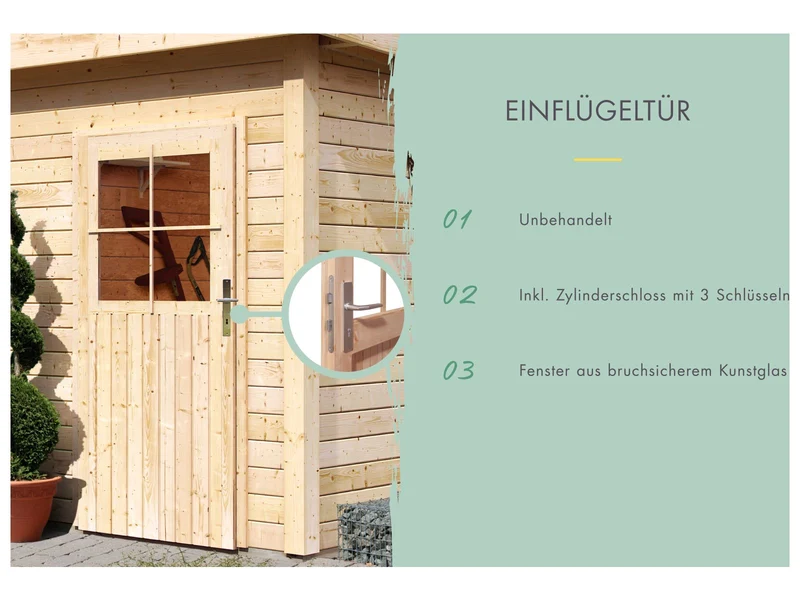 Karibu Gartenhaus Mattrup 2 raum Haus natur 28 mm