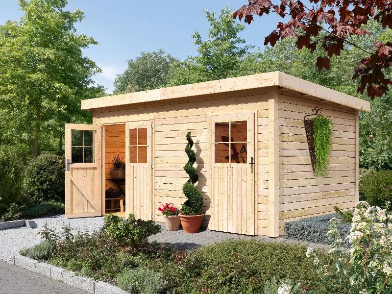 Karibu Gartenhaus Mattrup 2 raum Haus natur 28 mm