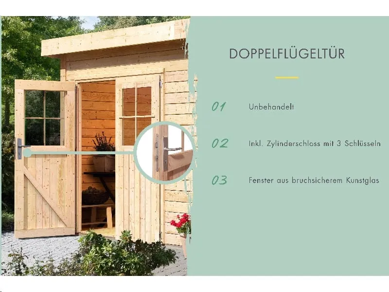 Karibu Gartenhaus Mattrup 2 raum Haus natur 28 mm