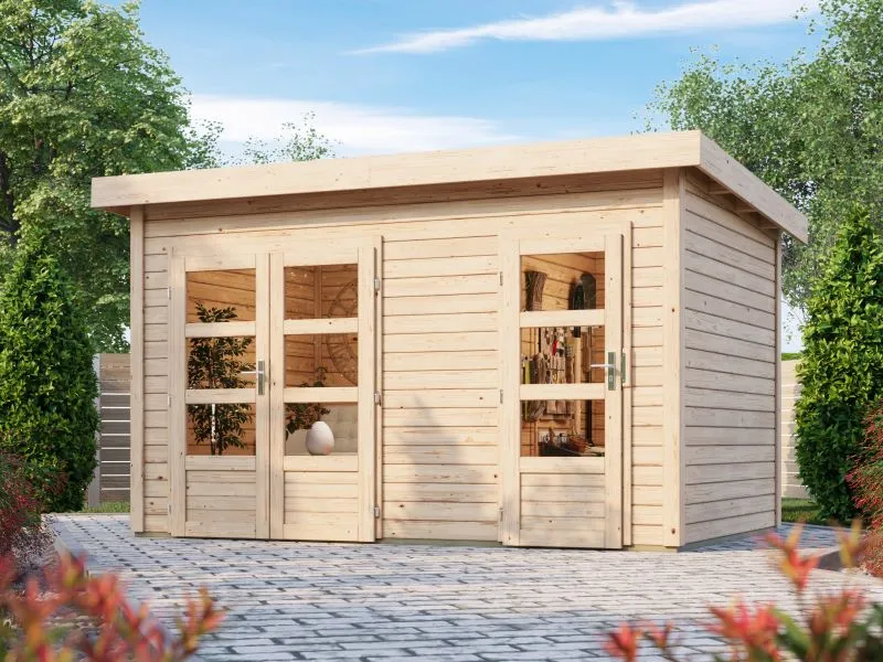 Karibu Gartenhaus Tintrup 2-Raum-Haus natur 28 mm