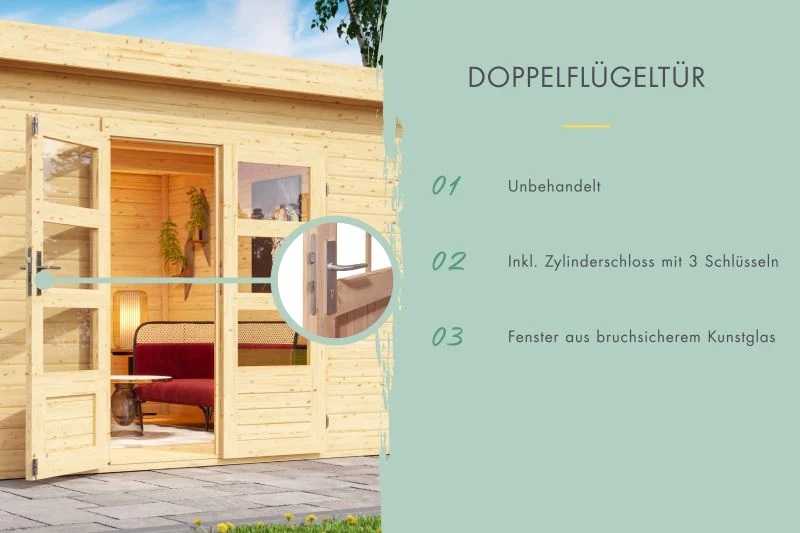 Karibu Gartenhaus Tintrup 2-Raum-Haus natur 28 mm