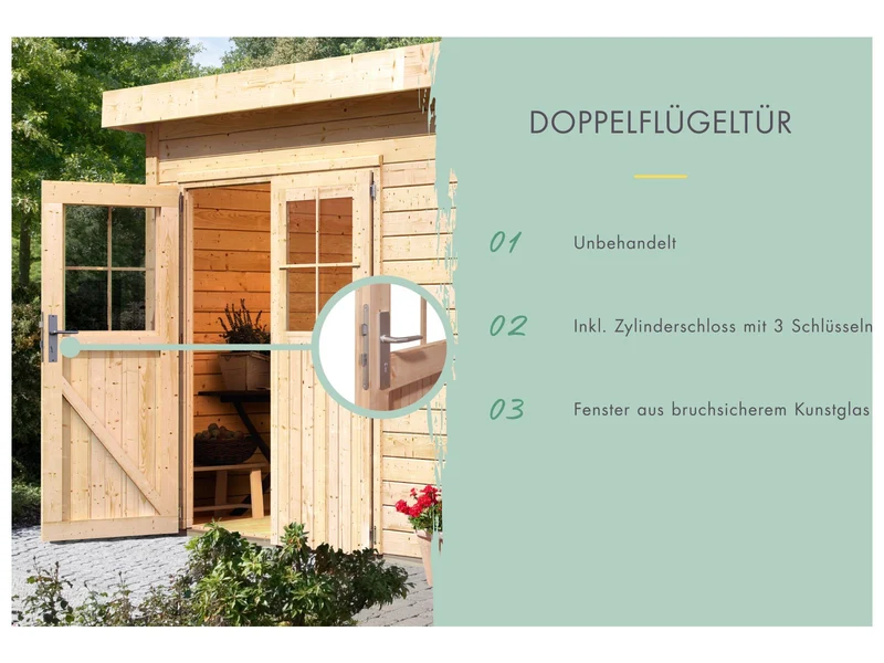 Karibu Gartenhaus Tintrup 2-Raum-Haus natur 28 mm