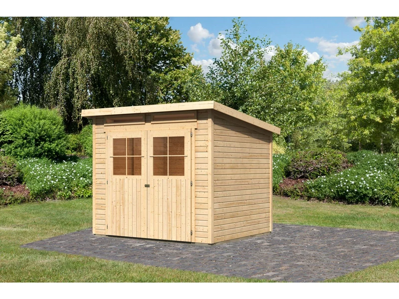 Karibu Gartenhaus Glücksburg 4 natur 19 mm