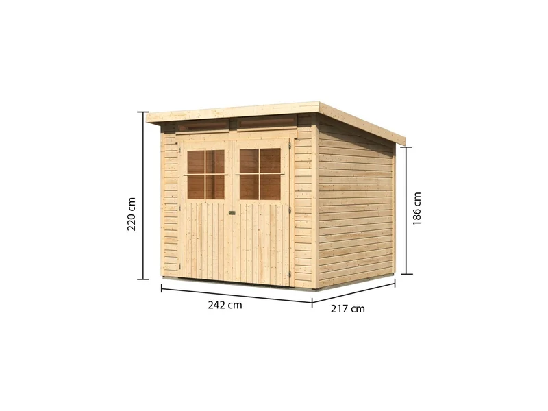 Karibu Gartenhaus Glücksburg 4 natur 19 mm