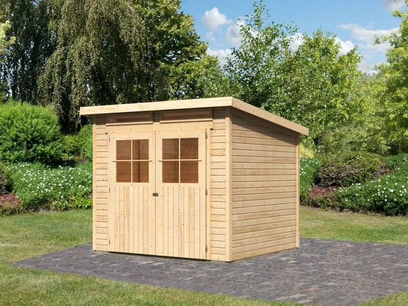 Karibu Gartenhaus Glücksburg 4 natur 19 mm