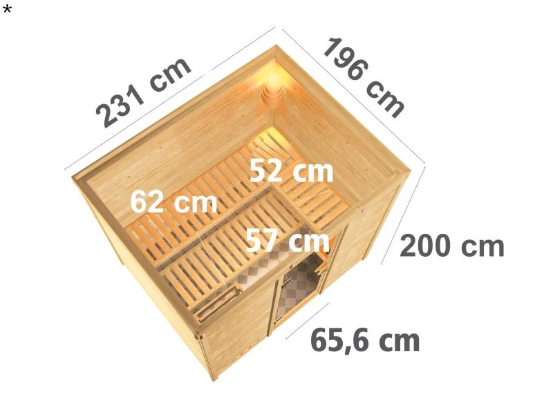 Sonara - Karibu Sauna ohne Ofen - ohne Dachkranz -