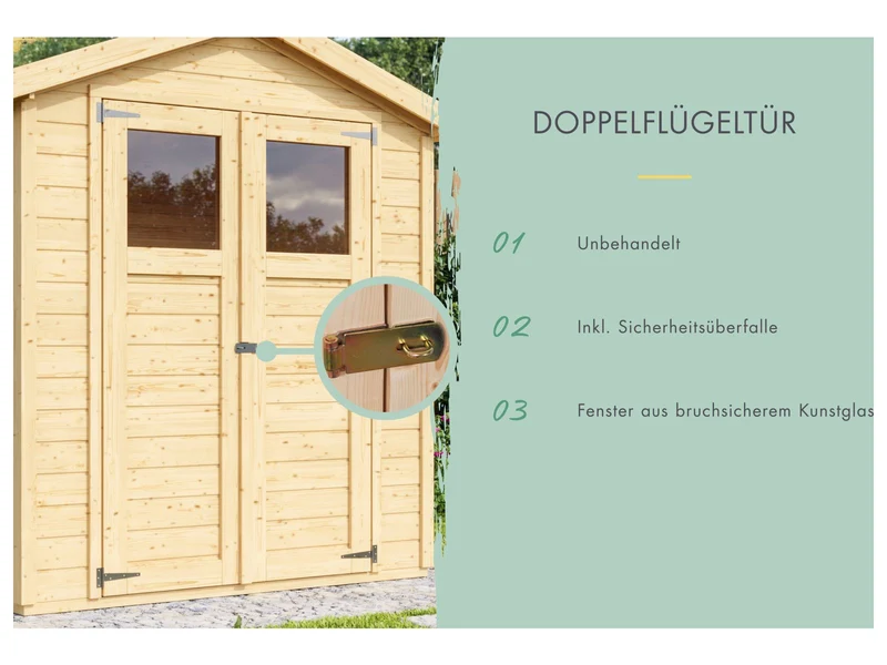 Karibu Gerätehaus Dahme natur 14 mm