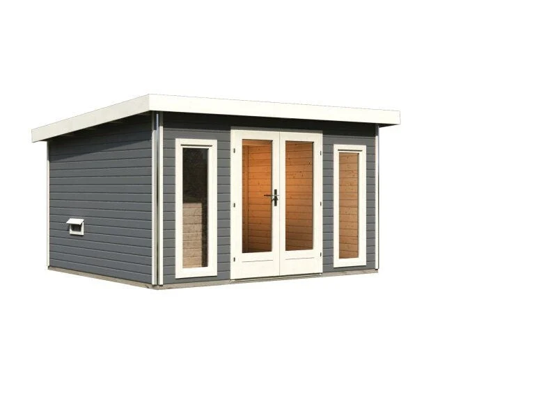 Karibu Saunahaus Mainburg 2 Set B ohne Ofen terragrau