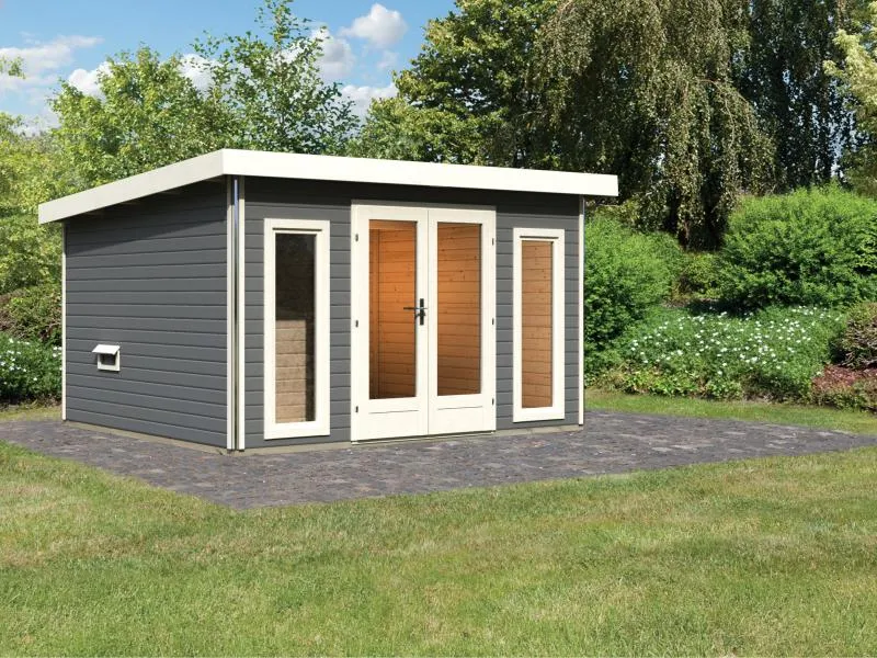 Karibu Saunahaus Mainburg 2 Set B ohne Ofen terragrau