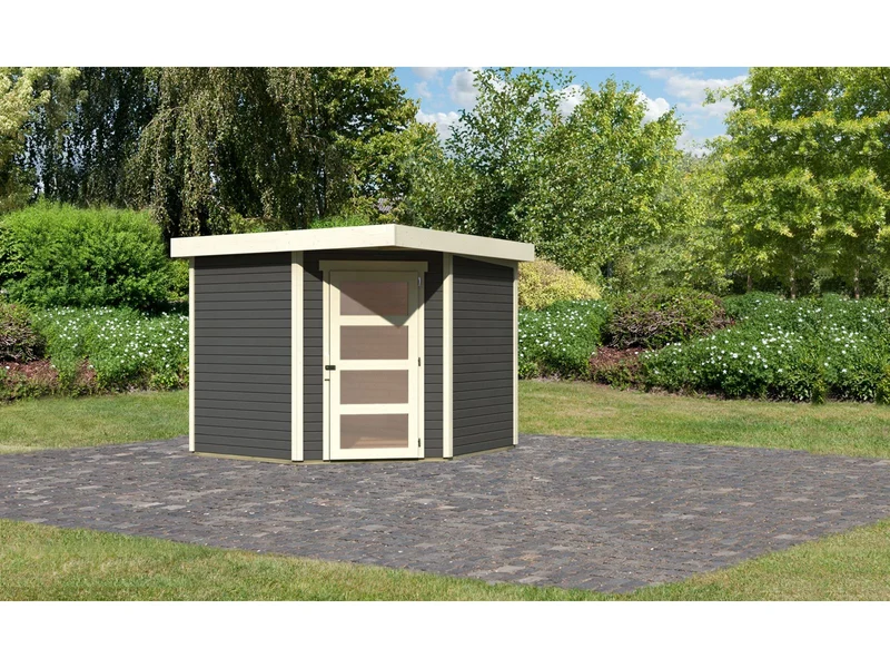 Karibu Gartenhaus Schwandorf 5 terragrau 19 mm