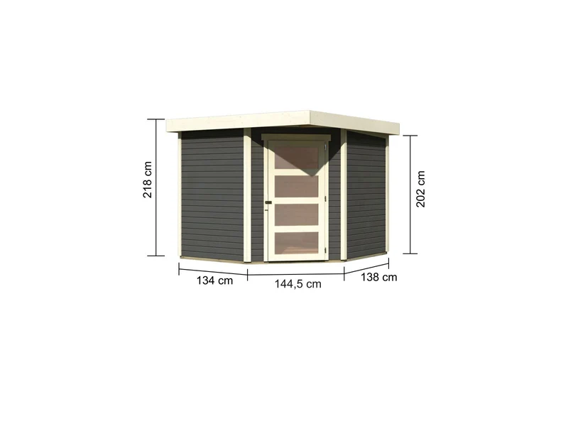 Karibu Gartenhaus Schwandorf 5 terragrau 19 mm