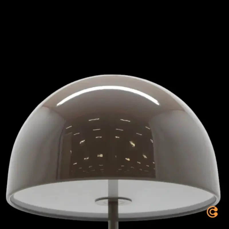 B-Ware Tom Dixon Bell LED Tischleuchte Pilzlampe Leuchte taupe dimmbar LED warmweiß