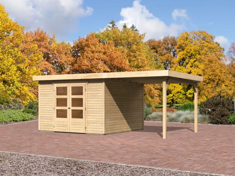 Karibu Gartenhaus Askola 6 mit Anbaudach 2,25 Meter