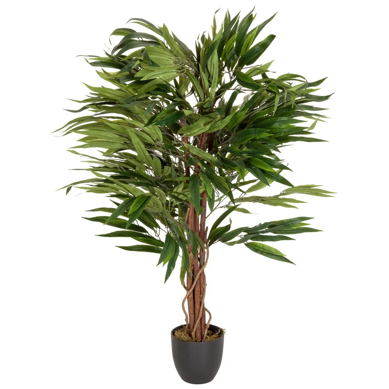 B-Ware hjh OFFICE Kunstpflanze Baum Mango Kunstpflanze grün 130 cm Kunststoff Textil
