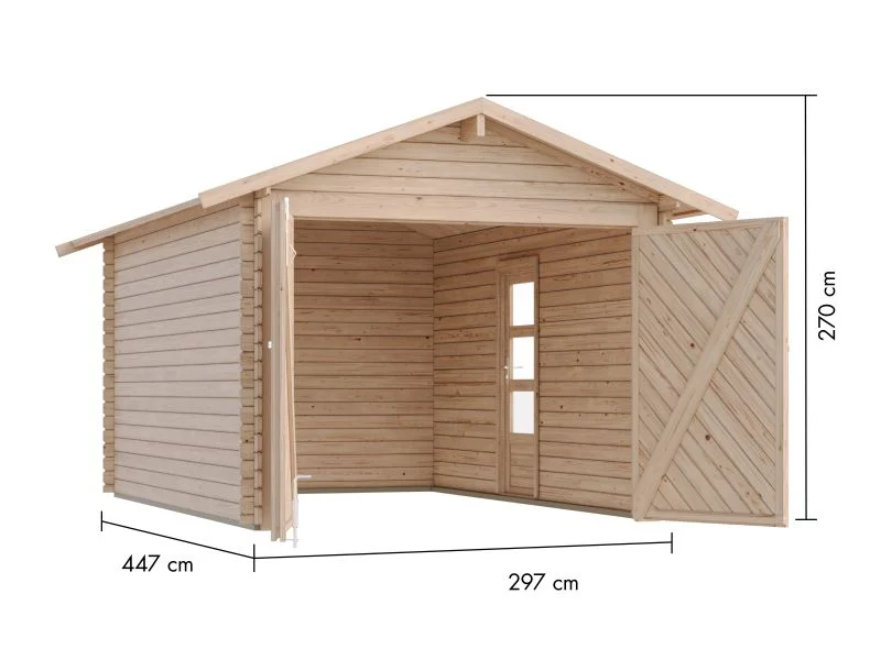 Karibu Blockbohlengarage 28 mm natur