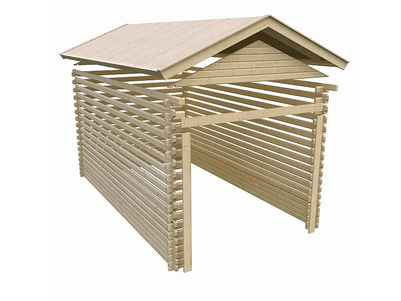 Karibu Blockbohlengarage 28 mm natur