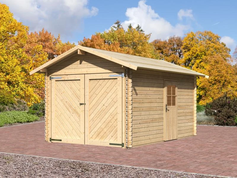 Karibu Blockbohlengarage 28 mm natur