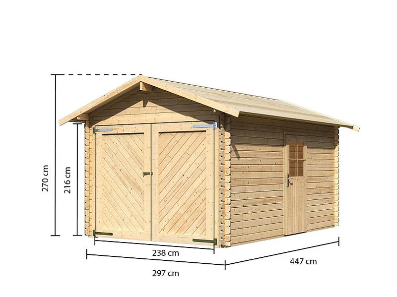 Karibu Blockbohlengarage 28 mm natur