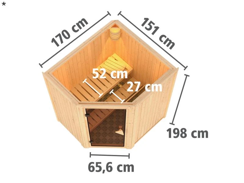 Tonja - Karibu Sauna Plug & Play ohne Ofen - ohne Dachkranz -