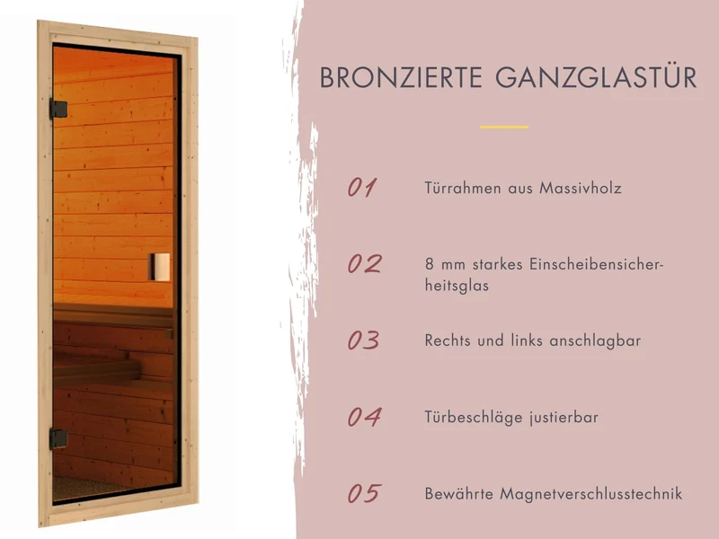 Karibu Saunahaus Mainburg 2 Set A naturbelassen -9 kW Bioofen ext. Steuerung
