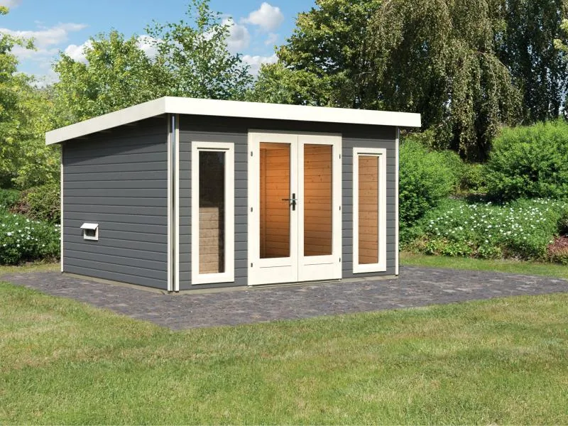 Karibu Saunahaus Mainburg 2 Set A ohne Ofen terragrau