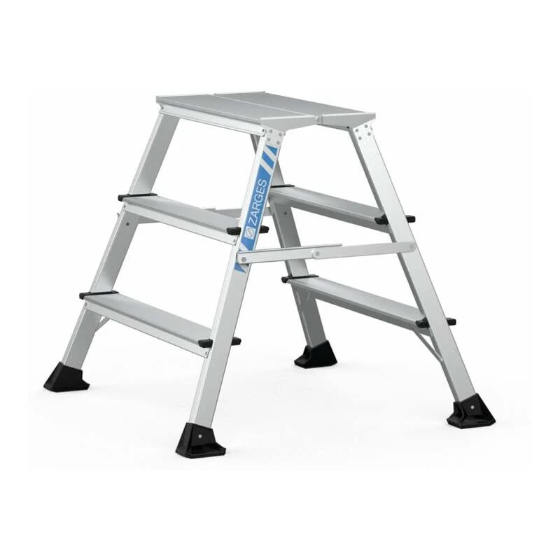 B-Ware Zarges XLstep Arbeitspodest Podest breit 2x3 Stufen 150kg 0,74m Höhe 600x300mm