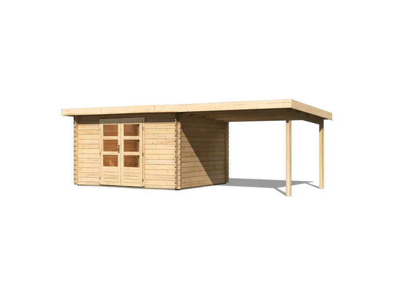 Karibu Gartenhaus Bastrup 7 mit Anbaudach 3 Meter