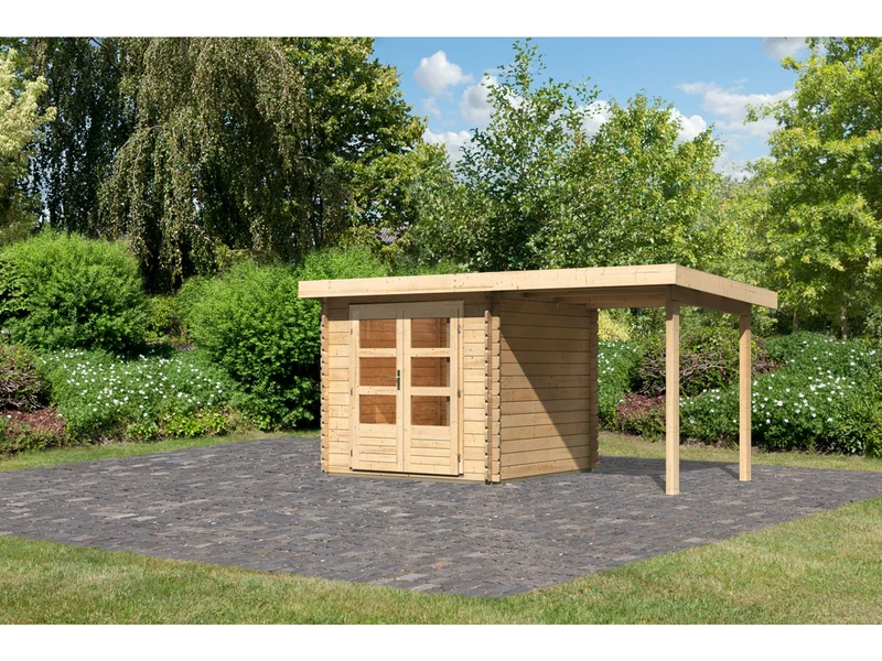 Karibu Gartenhaus Bastrup 2 mit Anbaudach 2 Meter