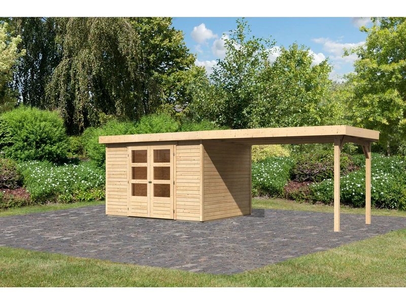 Karibu Gartenhaus Askola 5 mit Anbaudach 2,75 Meter
