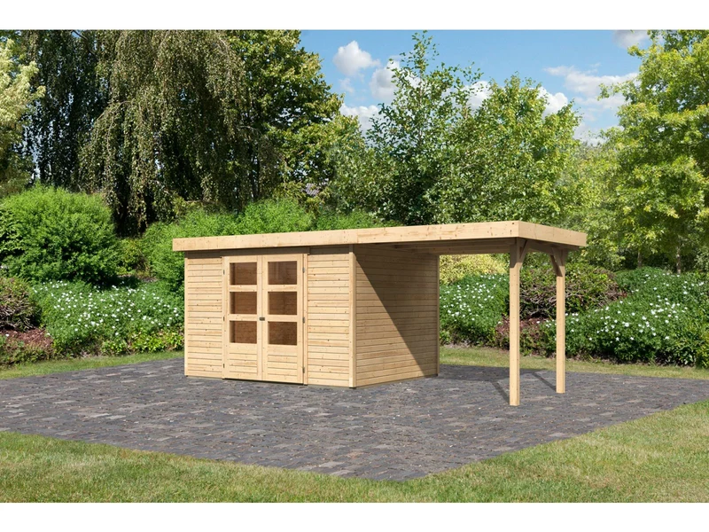 Karibu Gartenhaus Askola 5 mit Anbaudach 2,25 Meter