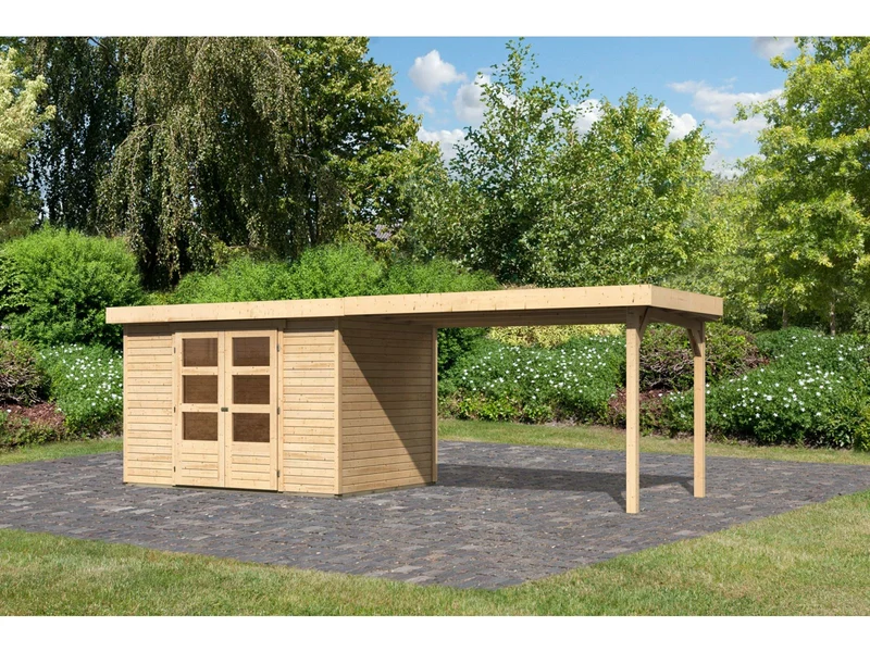 Karibu Gartenhaus Askola 4 mit Anbaudach 2,75 Meter